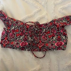 Billabong Off the Shoulder Boho Tie Top